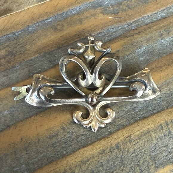 Antique Victorian Signed C.T. Gold Filled Fleur De Lis Floral Watch Pin Brooch - Picture 3 of 7